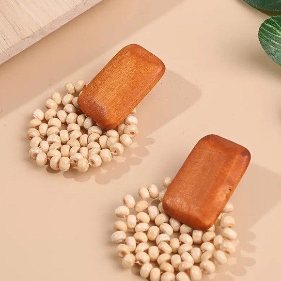 NEW| Bohemian Light Weight Wooden Pierced Earrings - Picture 5 of 6